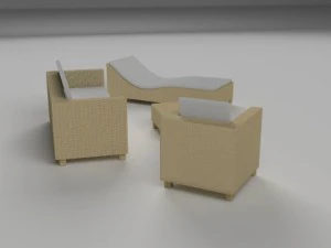 low poly wicker furniture pack 3D Model