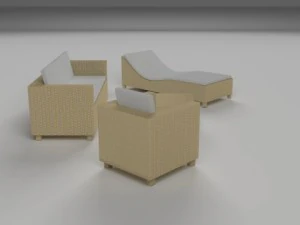 low poly wicker furniture pack 3D Model