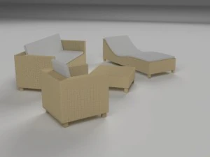 low poly wicker furniture pack 3D Model