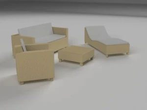 low poly wicker furniture pack 3D Model