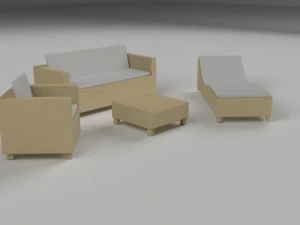 low poly wicker furniture pack 3D Model
