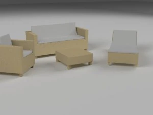 low poly wicker furniture pack 3D Model
