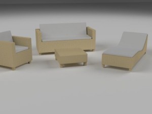 low poly wicker furniture pack 3D Model