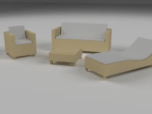 low poly wicker furniture pack 3D Model