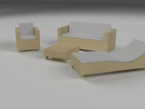 low poly wicker furniture pack 3D Model