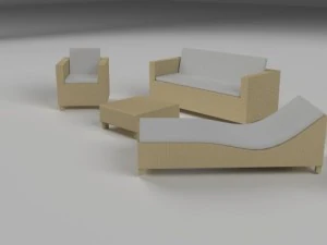 low poly wicker furniture pack 3D Model