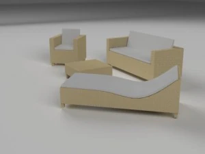 low poly wicker furniture pack 3D Model