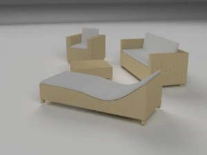 low poly wicker furniture pack 3D Model
