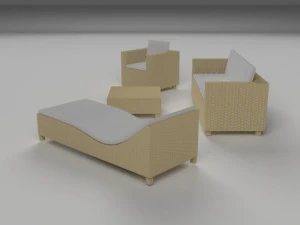 low poly wicker furniture pack 3D Model