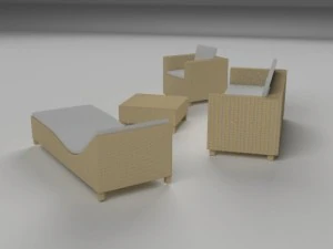 low poly wicker furniture pack 3D Model