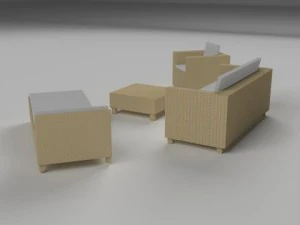 low poly wicker furniture pack 3D Model