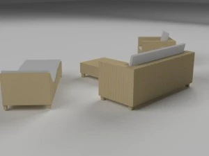 low poly wicker furniture pack 3D Model