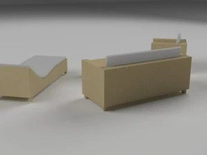 low poly wicker furniture pack 3D Model