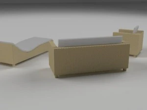 low poly wicker furniture pack 3D Model