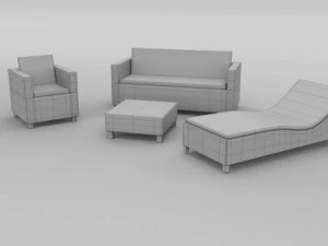 low poly wicker furniture pack 3D Model