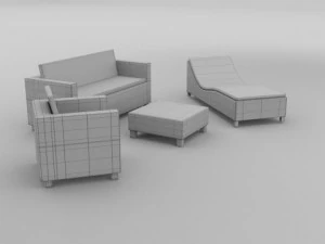 low poly wicker furniture pack 3D Model