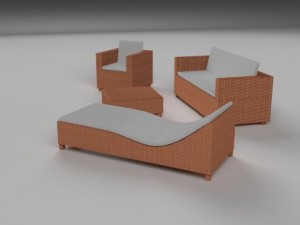 low poly wicker furniture pack 2 3D मॉडल