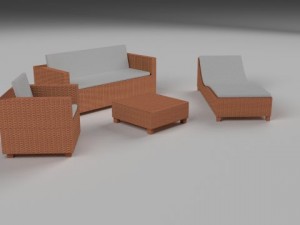low poly wicker furniture pack 2 3D मॉडल