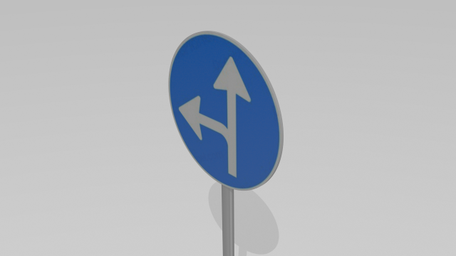 turn left or straight sign 3D 模型 .c4d .max .obj .3ds .fbx .stl .blend 