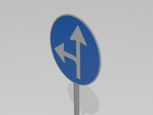 turn left or straight sign 3D Model
