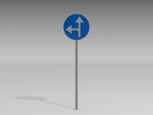 turn left or straight sign 3D 模型
