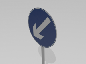 turn right or straight sign 3D Model