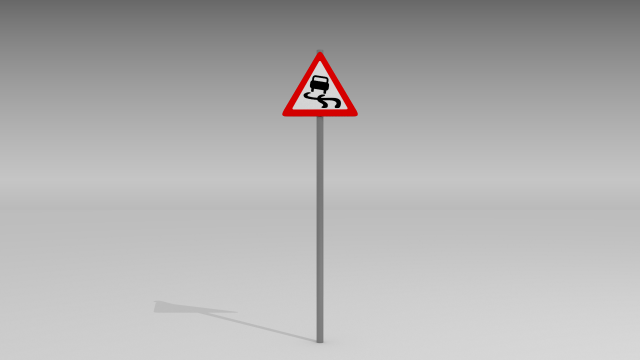 slippery road sign Model 3D .c4d .max .obj .3ds .fbx .stl .blend 
