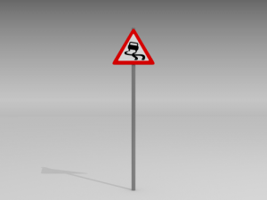 slippery road sign Modèle 3D