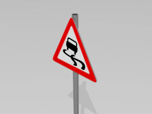 slippery road sign 3D Model