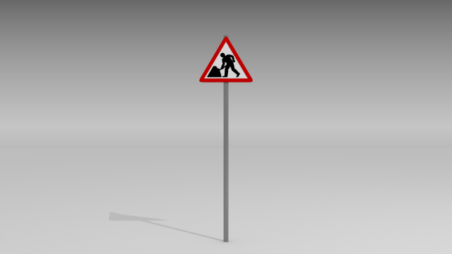 road work ahead sign 3D Модель .c4d .max .obj .3ds .fbx .stl .blend