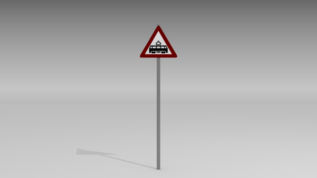 tram crossing sign 3D 모델 .c4d .max .obj .3ds .fbx .stl .blend 