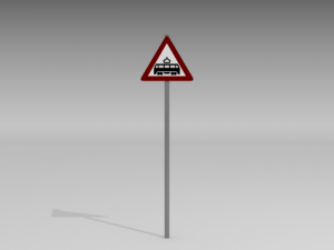 tram crossing sign 3D Model