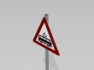tram crossing sign 3D 모델