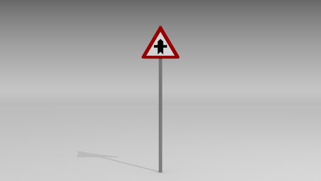 junction with minor roads sign Modelo 3D .c4d .max .obj .3ds .fbx .stl .blend 