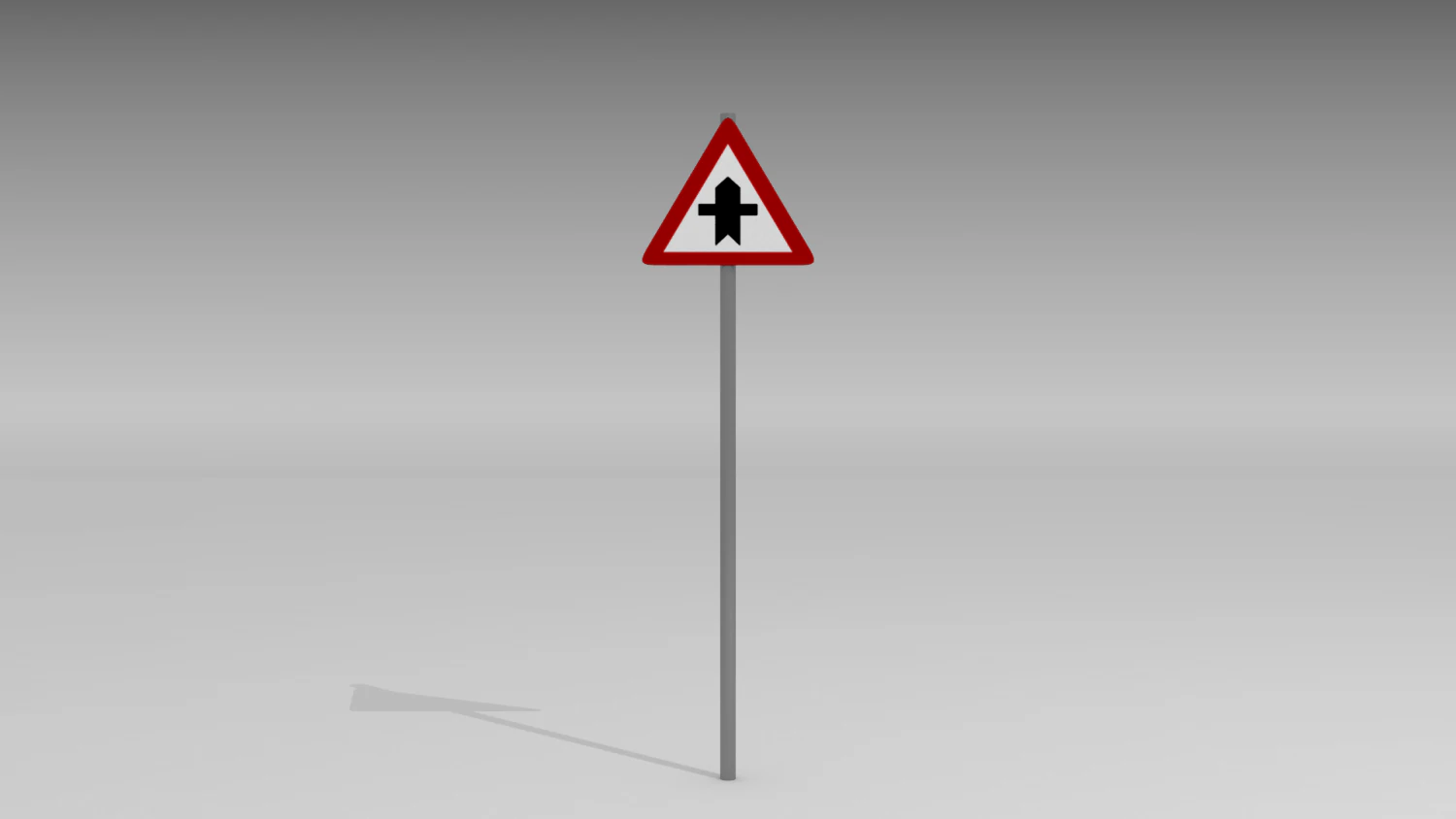 junction with minor roads sign 3D Model .c4d .max .obj .3ds .fbx .stl .blend 