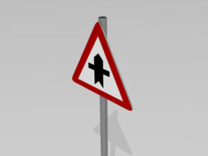 junction with minor roads sign 3D Model