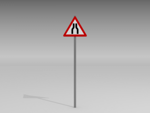 road narrows sign 3D 模型