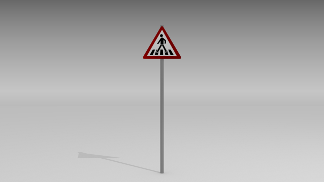 pedestrian crossing sign 3D Модель .c4d .max .obj .3ds .fbx .stl .blend 