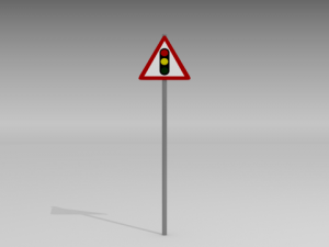 signal ahead sign Modèle 3D