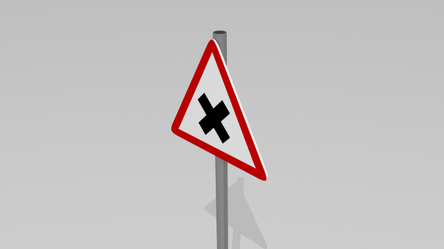 road junction sign 3D Модель .c4d .max .obj .3ds .fbx .stl .blend 