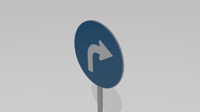 turn right sign 3Dモデル .c4d .max .obj .3ds .fbx .stl .blend 