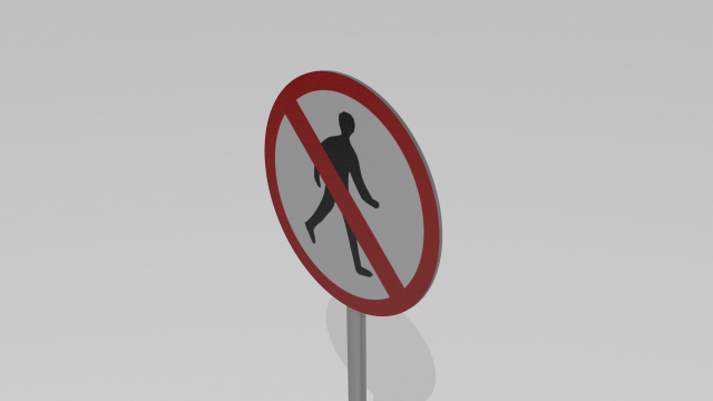 no pedestrians sign Model 3D .c4d .max .obj .3ds .fbx .stl .blend 