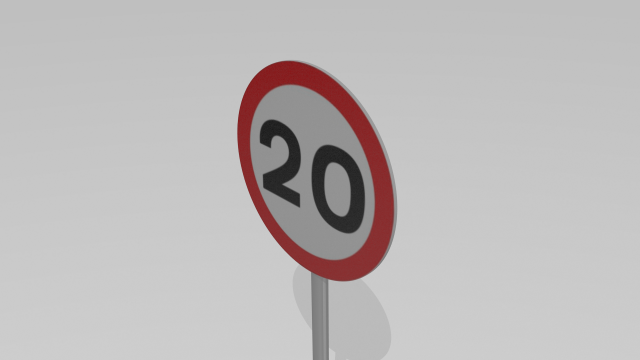 20 speed limit sign 3D Model .c4d .max .obj .3ds .fbx .stl .blend 