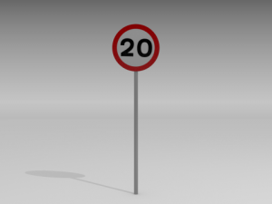 20 speed limit sign 3D Model