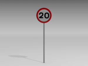 20 speed limit sign 3D Model