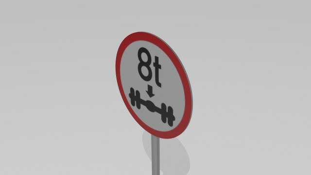 8 ton on axle sign 3Dモデル .c4d .max .obj .3ds .fbx .stl .blend 