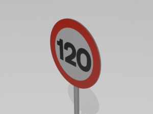 120 speed limit sign 3D Model
