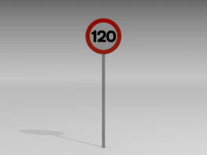 120 speed limit sign 3D Model