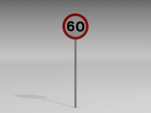 60 speed limit sign 3D Model