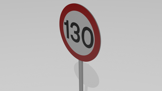 130 speed limit sign 3D 모델 .c4d .max .obj .3ds .fbx .stl .blend 